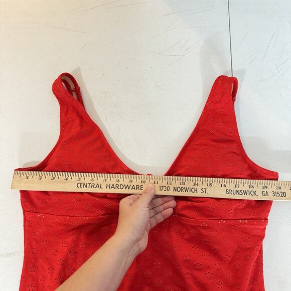 J. Crew Cutout One-Piece Swimsuit with Bow Size 3X Red Eyelet Colorblock New - Picture 11 of 11